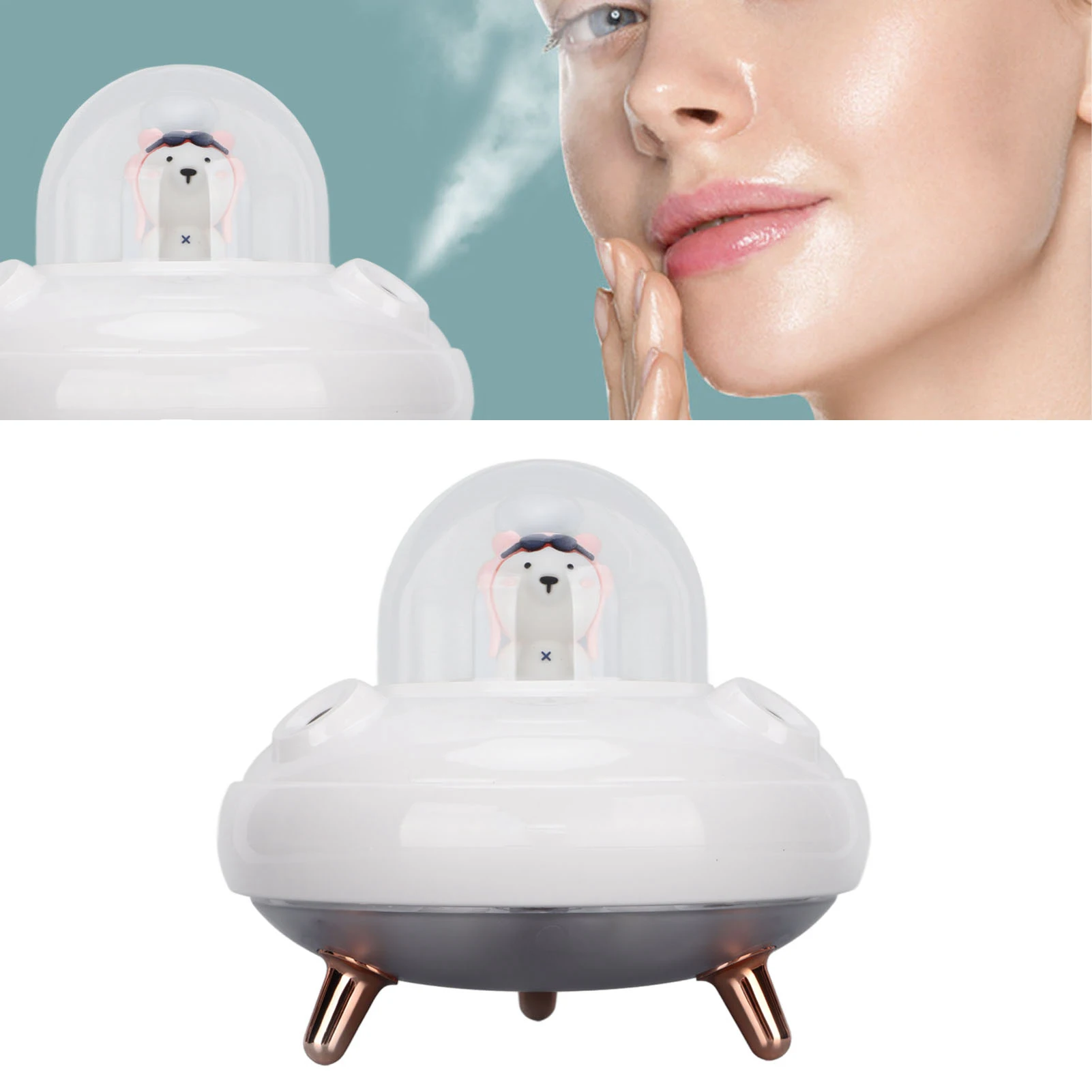 

Cute Mini Humidifier 500ml Double Nozzles Small Cool Mist Humidifier for Office Travel Bedroom Baby Room Car, Air Humidifier