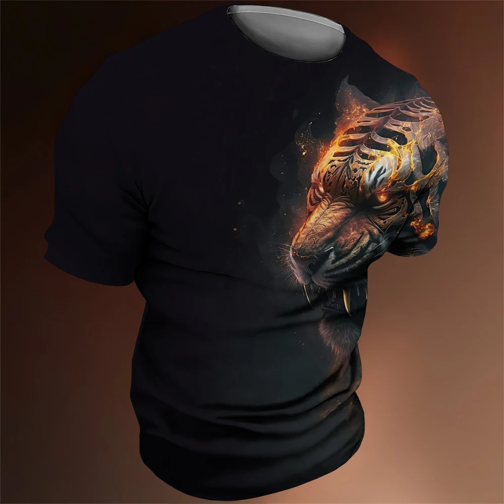 

Tiger Lion Eagle Summer Men S Short Sleeve T Shirt 3d Printing Animal Pattern Tops Daily Street Males Tshirts Clothing 2023