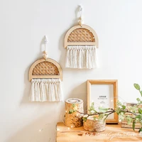 ins style bohemian simple home wall hanging woven bamboo weaving rainbow for house decor childrens room background decoration