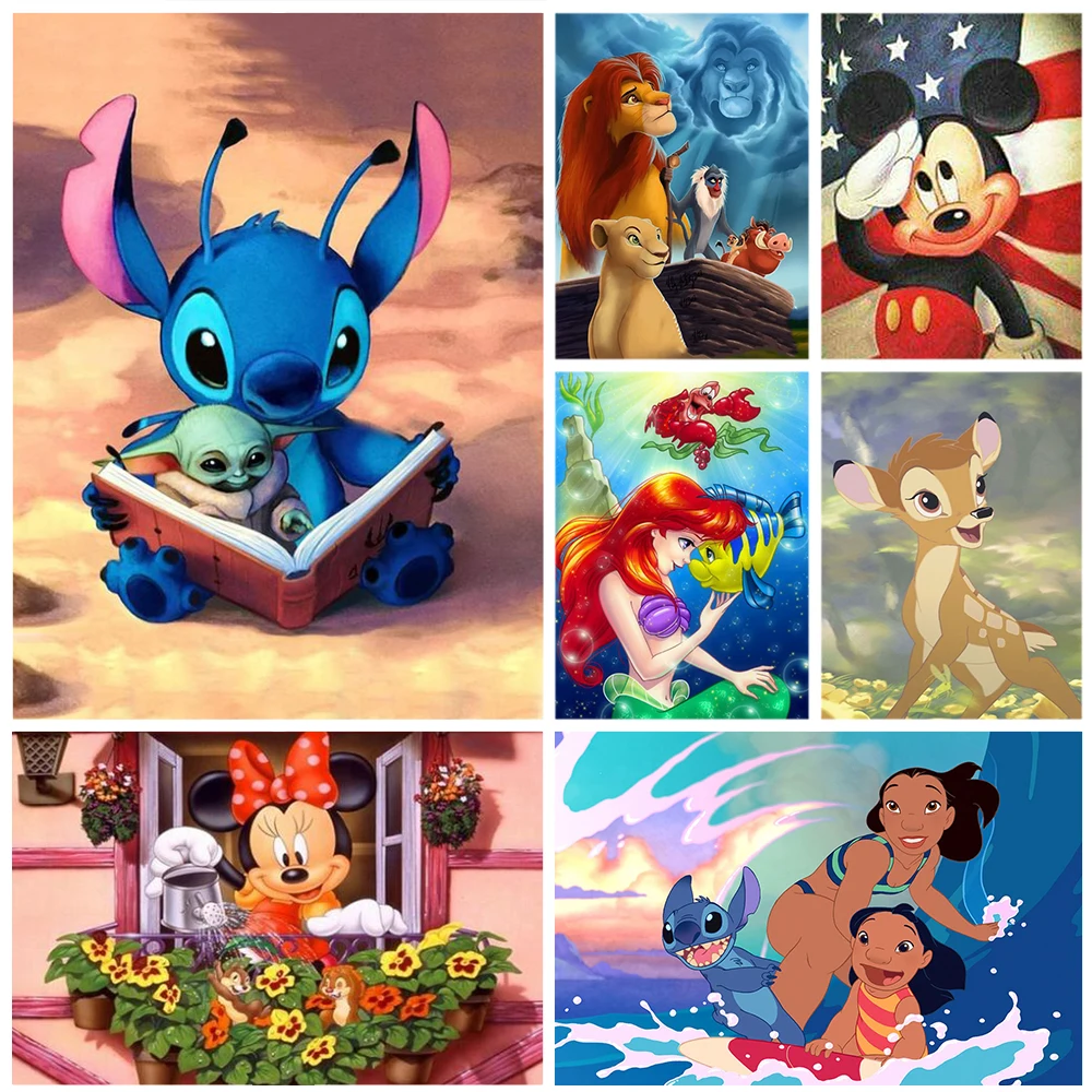 

Disney Diamond Painting 5D DIY Cartoon Character Cross Stitch Kit Lion King Lilo Stitch Mickey Mouse Embroidery Mosaic Hobby