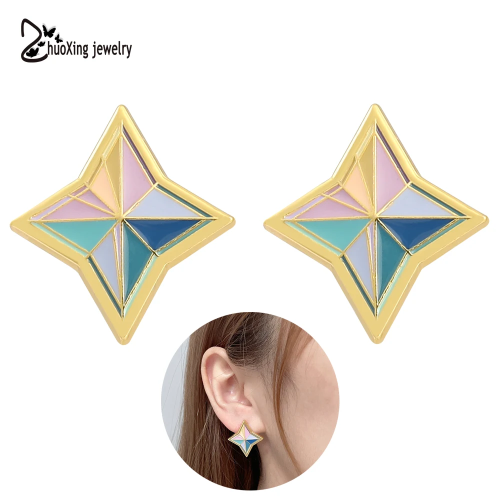 

Hot Game Genshin Impact Primogems Enamel Earrings Anime Cosplay Earrings Stud For Women Fashion Jewelry Accessories Gifts