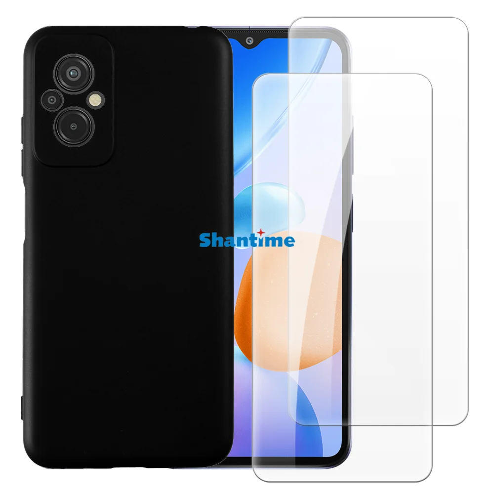 Мягкий чехол + комплект из закаленного стекла для Xiaomi Redmi 11 Prime 4G полная защита