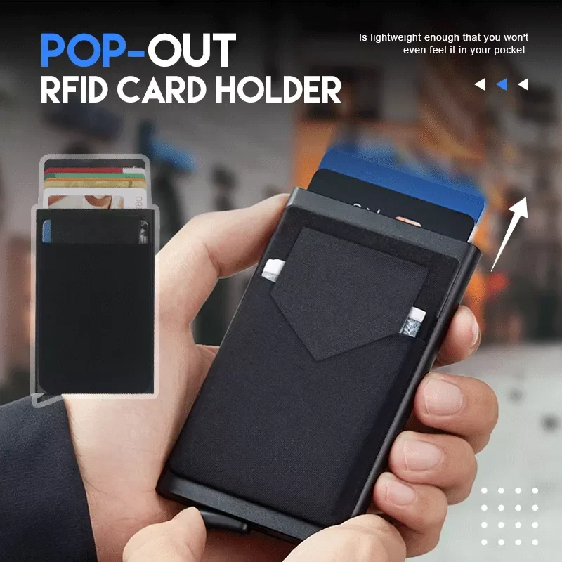 

Card Holder RFID Credit Card Holder Automatic Pop-up Bank Card Box Smart Quick Release Women Wallet Mini car Package