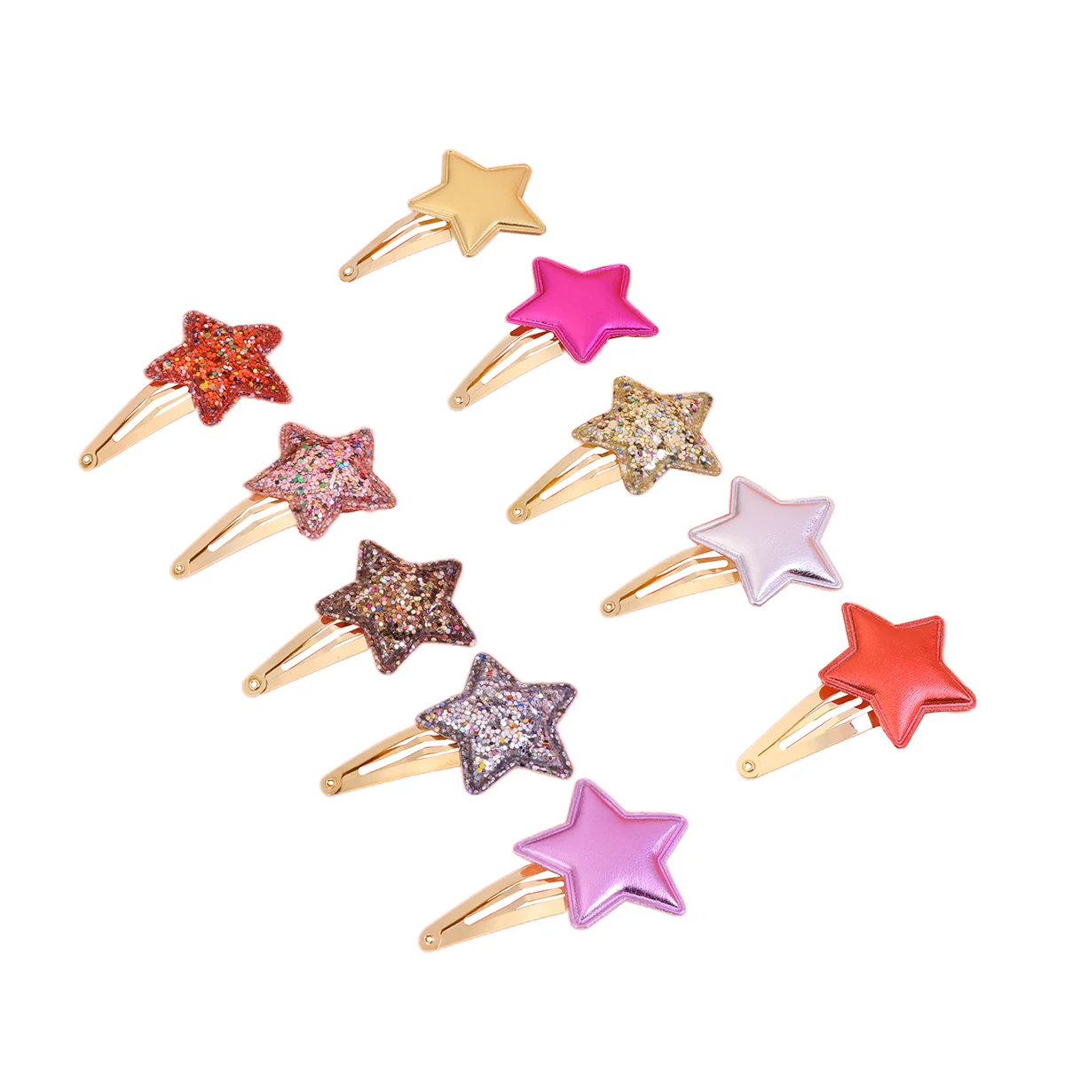 

10Pcs Sequin Star Patch, Shining Glitter Star Shaped Bobby Clips Hair Accessories for Kids