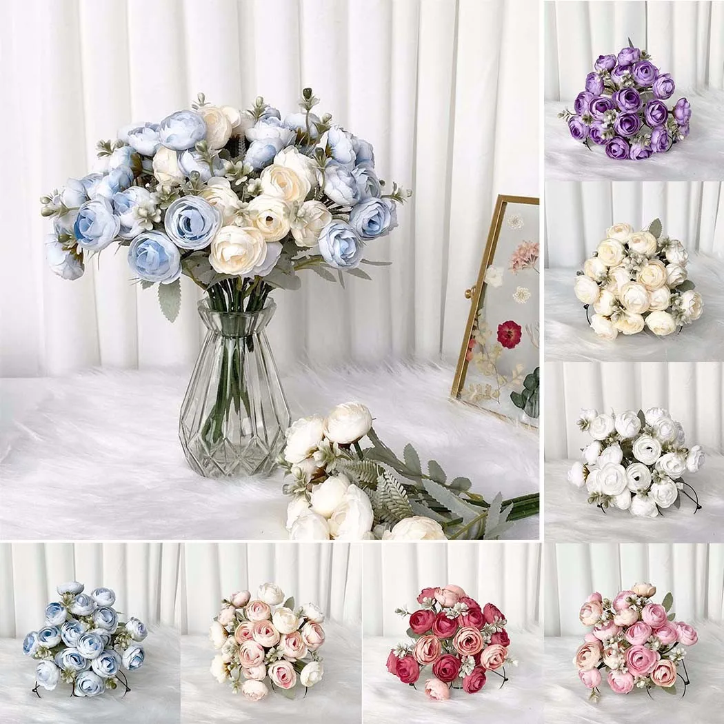 

1 Bouquet Artificial Bud Peony Berry 16 Heads 38cm Silk Plastic Rose Flowers Bride Flower Wedding Home Decoration Fake Flower