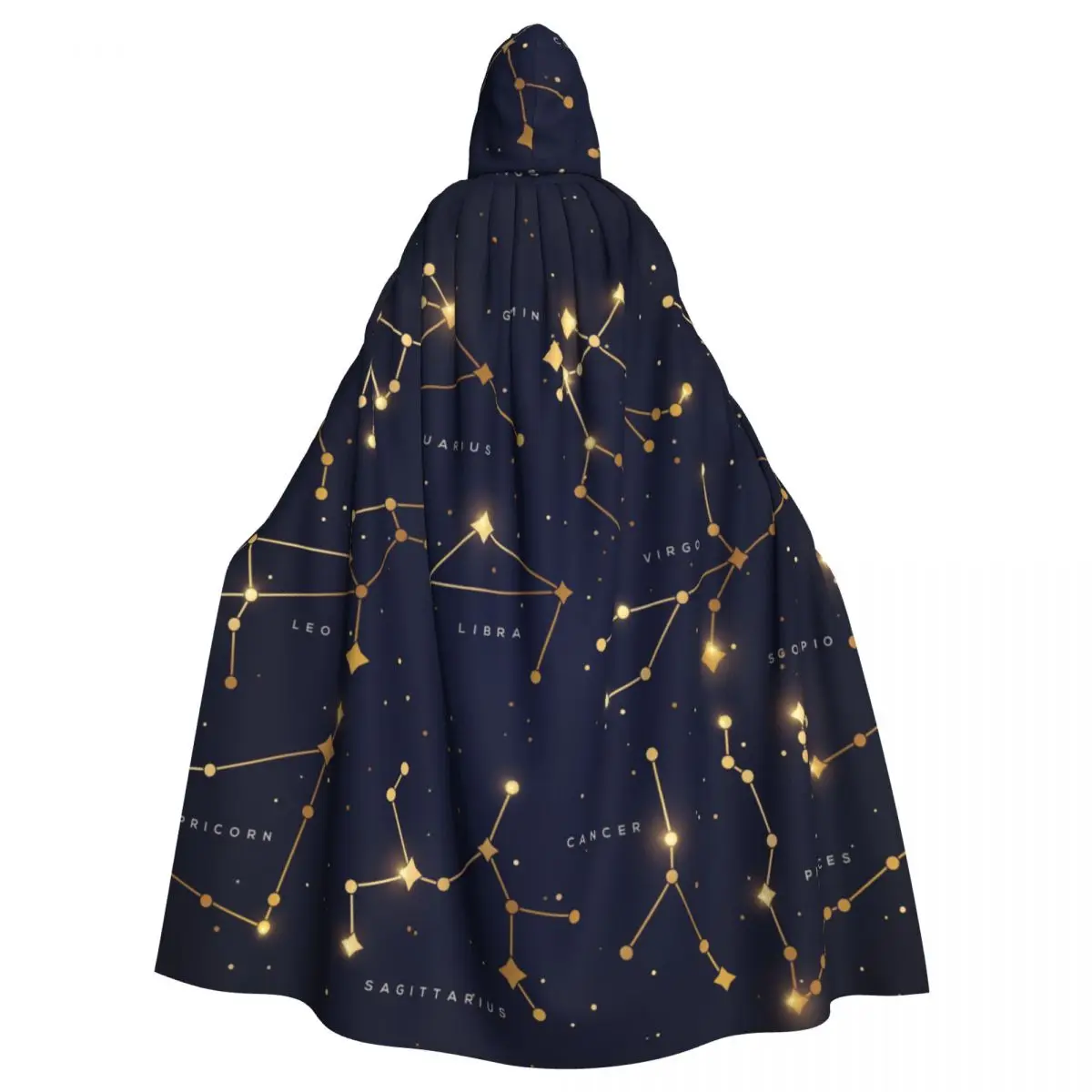 

Adult Cloak Cape Hooded Zodiac Constellations Space With Shiny Sparkling Stars Medieval Wicca Vampire Elf Purim Carnival Party