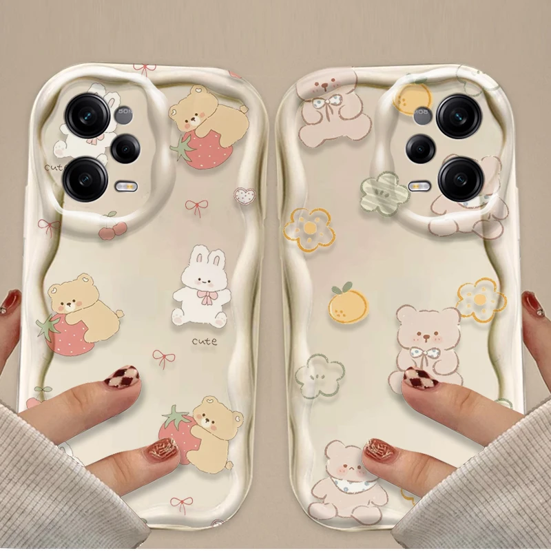 Прозрачный чехол с рисунком медведя и динозавра для Xiaomi Redmi Note 13 12 Pro Plus 4G 5G 12S 11S 11 10