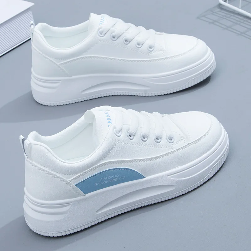 

PU Leather Platform Sneakers Women Vulcanize Shoes Casual White Sneaker Shoes Ladies Lace-up Walking Trainers Zapatos Mujer