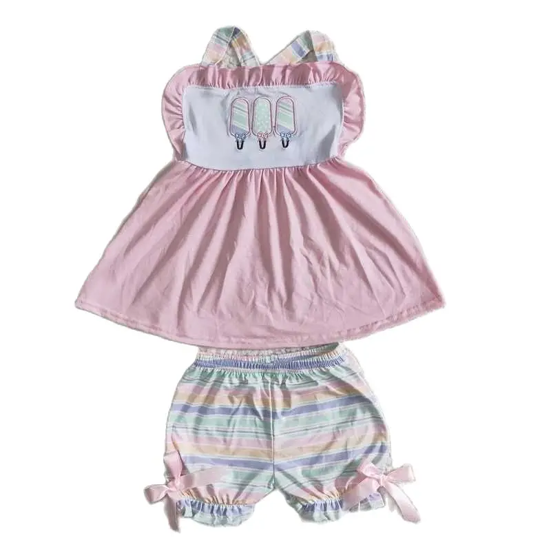 

Детская одежда для девочек, летние розовые майки и шорты с бантиком, комплект из 2 предметов для маленьких девочек, модные милые повседневны...