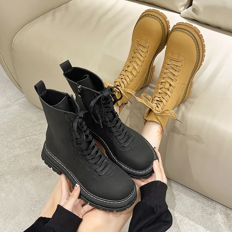 

Женские кроссовки на платформе и толстой подошве, Повседневные высокие тканевые Туфли с круглым носком, однотонные базовые туфли из резины ...