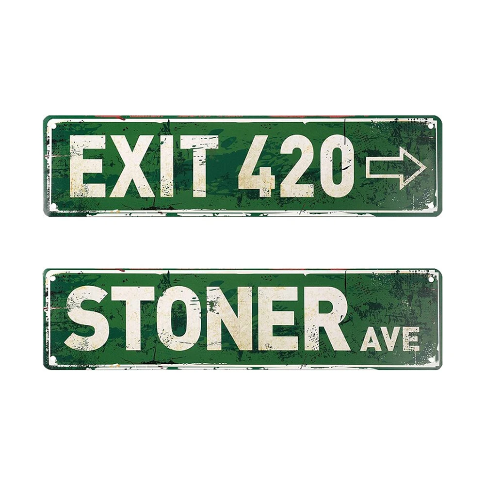 

Metal Sign Wall Exit Retro Street Plaque Tin Sign Posters Rustic Decor Stoner Ave Funny Wall Signs-Support customization