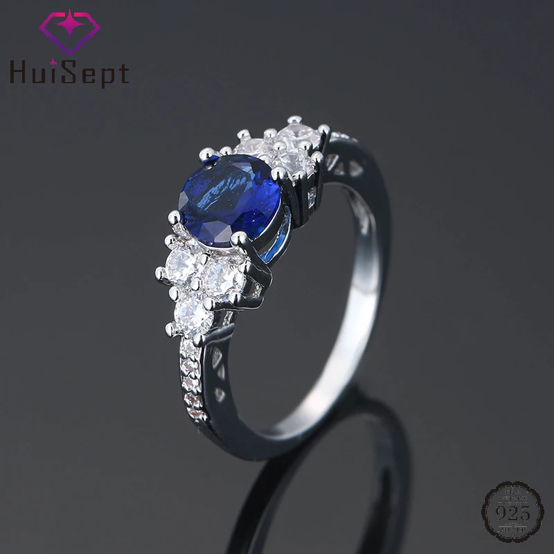 

HuiSept Trendy Finger Ring for Women 925 Silver Jewelry with Zircon Gemstone Accessories Wedding Engagement Party Gifts Rings