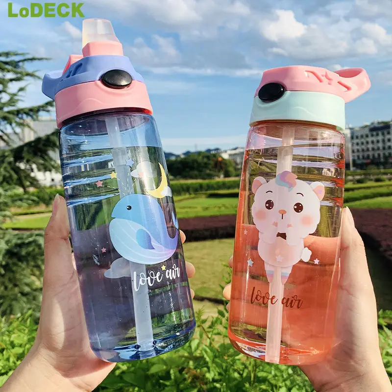 

Cartoon Portable Tumbler Kid Safety Leakproof Straw Mug Baby Feeding Sippy Cup Outdoor Travel Drinking Kettle 550ml Water Bottle