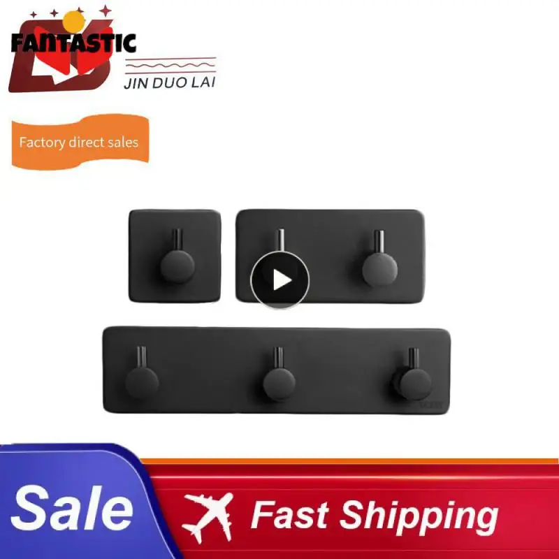 

2/4/6PCS Black Wall Hooks Punch-free Wall-mounted Storage Hangers Stainless Steel Key Holder Towel Racks Strong Bearing Capacity