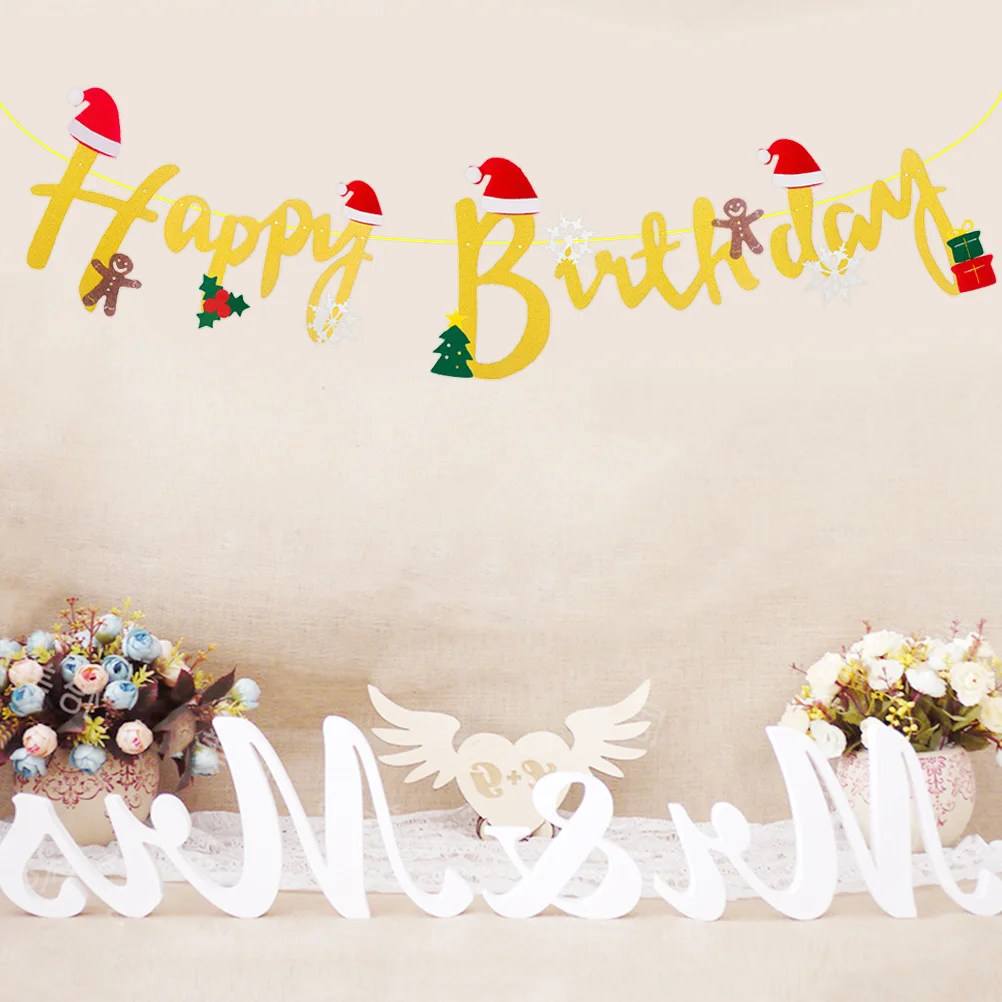 

1pc Banner Cloth Christmas Themed Party Supplies Flag Decor Banner for Birthday