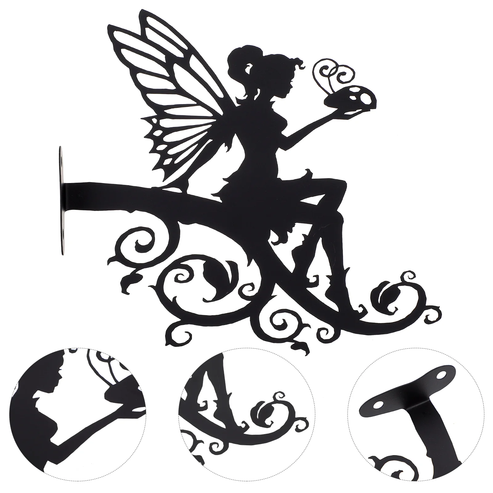 

Iron Flower Fairy Silhouette Ornament Adornment Decor Garden Lawn Decoration Tree Trunk Bracket