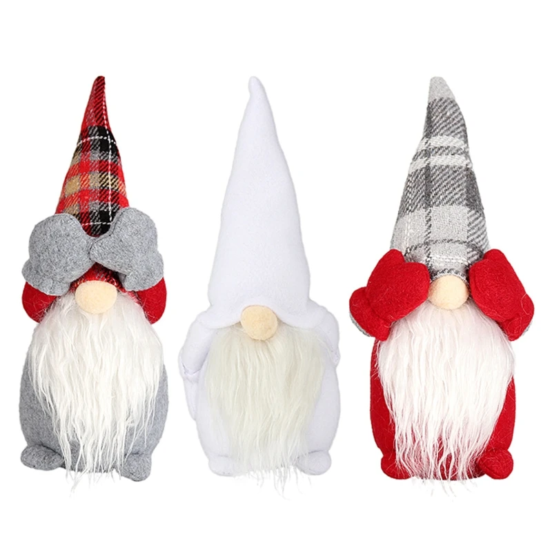 

67JE рождественские украшения ручной работы с гномом и Сантой, шведские фигурки, длинная решетчатая шляпа, эльф, украшения для кукол, спасибо