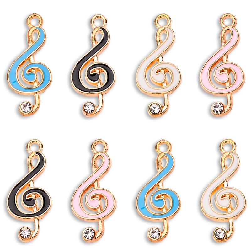 

20Pcs 22*10MM Colorful Cool Music Note Enamel Charm Pendant for Jewelry Making Supplies DIY Earrings Ornament Gifts for Friends