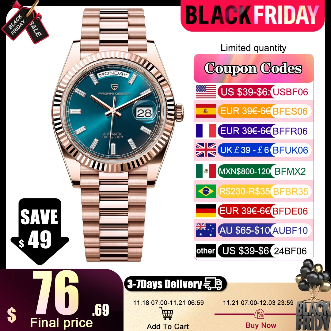 Мужские наручные часы PAGANI DESIGN 2024 цвет в ассортименте