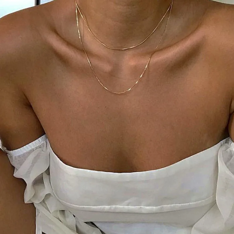 

Simple Thin Snake Chain Necklace Necklace For Women Gold Color Sexy Chain Choker Necklace Minimalist Jewelry Gifts