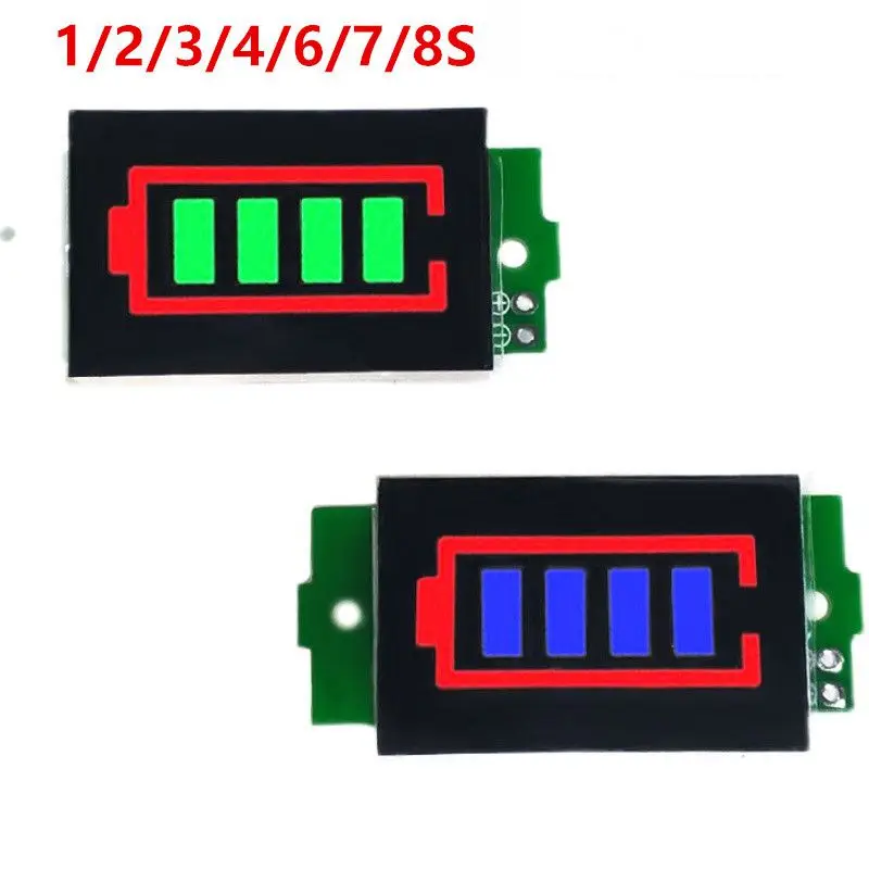 

1/2/3/4/6/7/8S lithium battery power meter display module Three string LED lithium battery pack indicator board