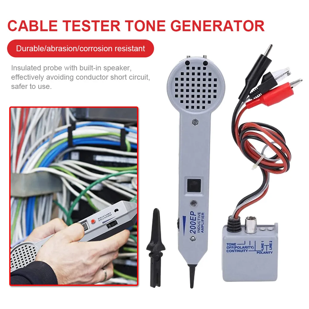 

200EP Wires Tone Tracer High Accuracy Cable Toner Detector Finder Tester with Inductive Amplifier for Network Cables Collation