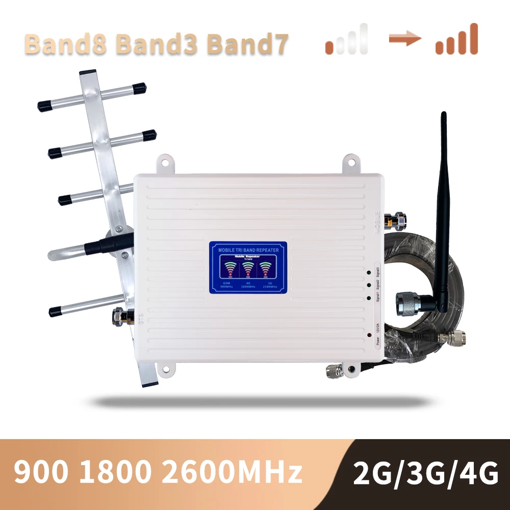 Усилитель сотового телефона 2G 3G 4G GSM DCS WCDMA 900 1800 2600 Band 8/3/7 - Цена: 5599.94