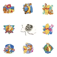 disney jumping tiger pattern lapel pin creative round heat shrinkable resin acrylic childrens jewelry gifts cartoon accessories