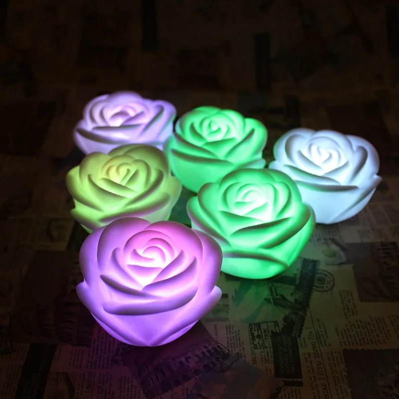 

Romantic Color Changing LED Rose Flower Candle Night Light For Birthday Party Holiday Wedding Indoor Decoration Xmas Home Gifts