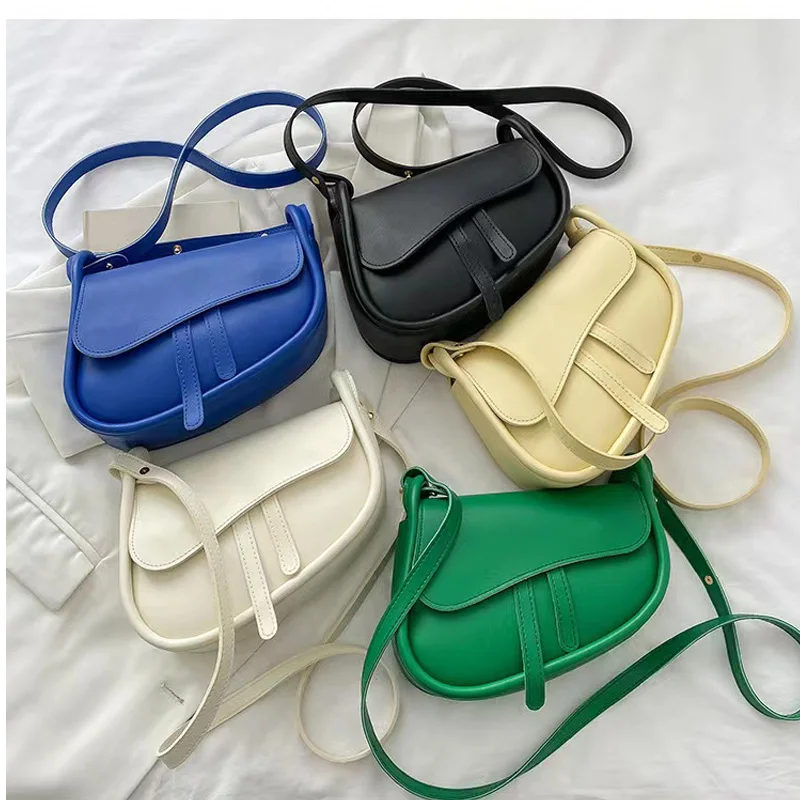 

Fashion Texture Women's One Shoulder Messenger Bag 2022 New Delicate Small PU Material Solid Color Luxury Armpit Saddle Bag