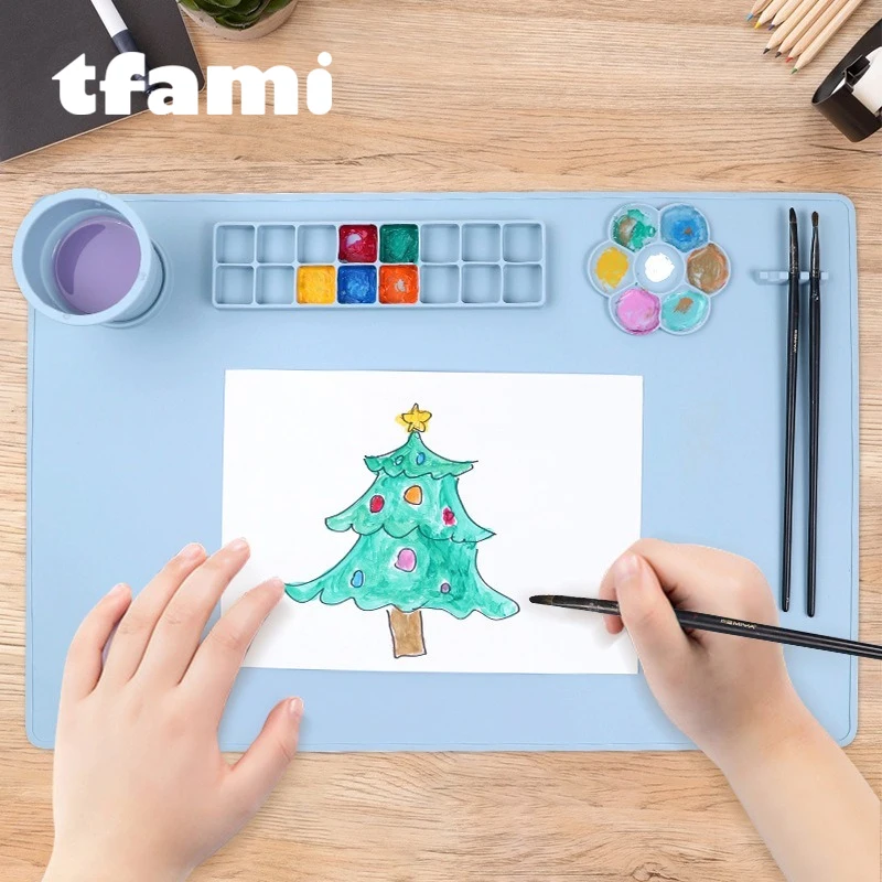 

Силиконовый коврик для рисования TFAMI с чашкой, силиконовый коврик для творчества, силиконовый коврик для рисования для малышей, для рисования, для занятий искусством, рукоделия