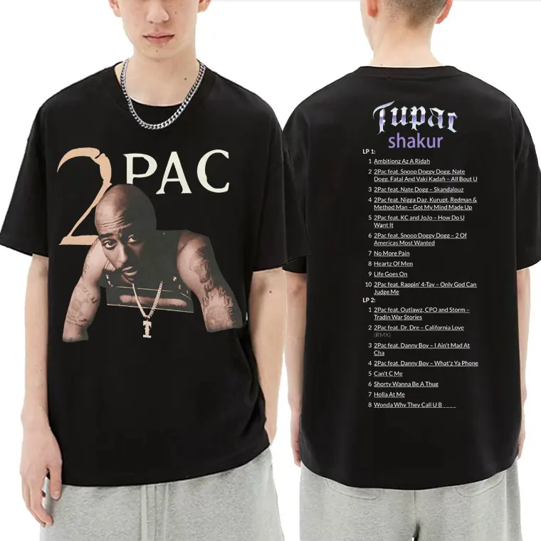 

Rapper Tupac 2Pac Shakur Graphic T-shirt Men Hip Hop Cool T Shirt Short Sleeve Men Women Pure Cotton Loose Tshirt Man Streetwear