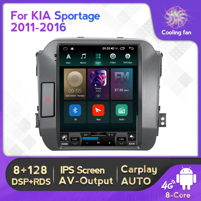 

Автомагнитола 8 ядер, 8 + 128 ГГц, Android 11, для Kia Sportage R K3 2011-2016, GPS-навигация, мультимедийный плеер 4G Lte Wifi BT Carplay