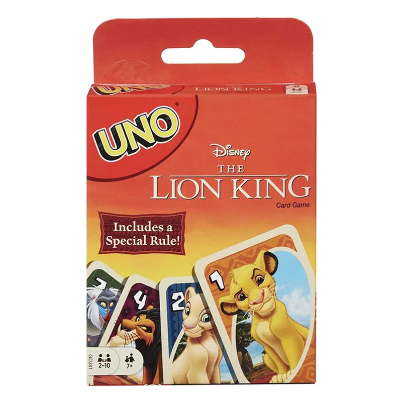 Mattel игры карты Игра Uno Disney Король Лев развлечение включает в себя разноцветные