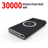 30000mah wireless power bank portable fast charging led display external battery pack for samsung htc