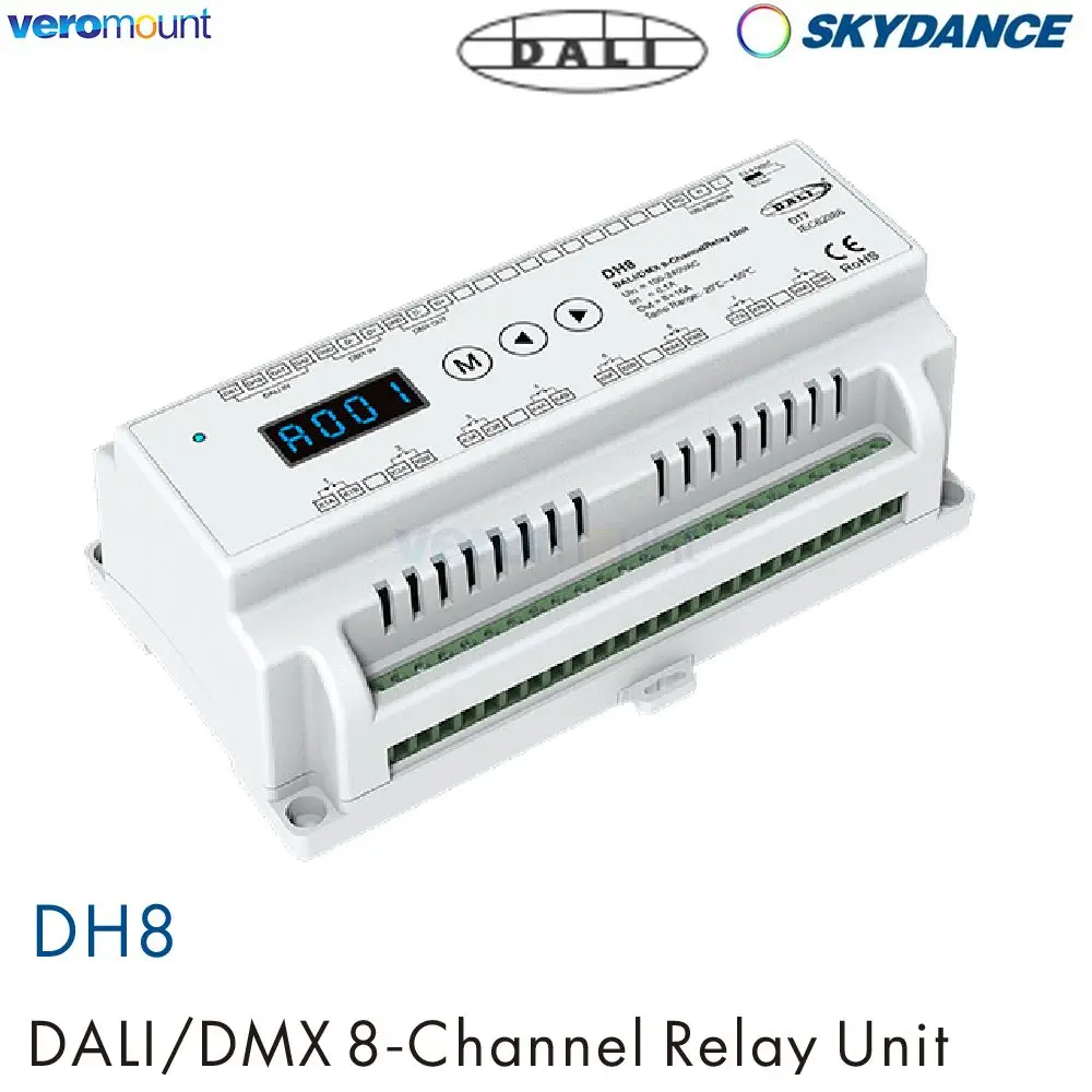 Skydance DH8 (DT7) для светодиодных ламп 100-240 В постоянного тока 8 каналов * 16 А DALI DMX RDM