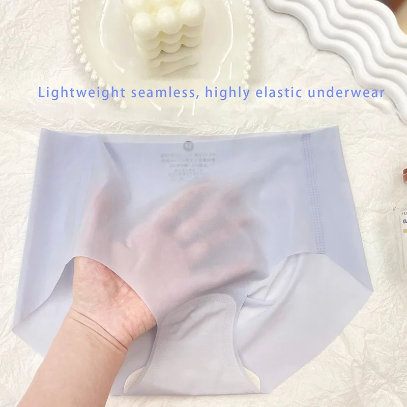 

Женское удобное нижнее белье из ледяного шелка, бесшовные трусы, однотонные Невидимые трусики, нижнее белье средней посадки, сексуальное ультратонкое прозрачное