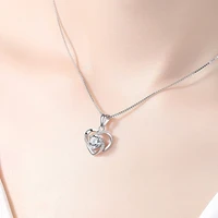s925 sterling silver heart crystal women fashion classic new necklace romantic love