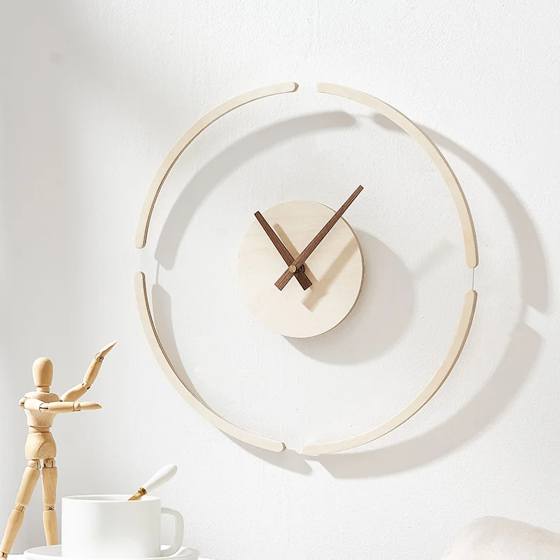 

Простые современные настенные часы в скандинавском стиле из массива дерева, для гостиной, креативные индивидуальные модные часы, домашние ...