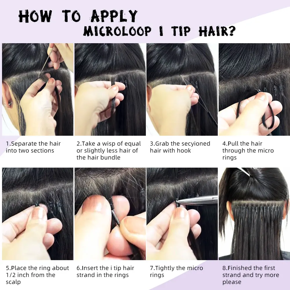 Натуральные волосы Yaki Straight I Tip Microlink человеческие черные женские итальянские