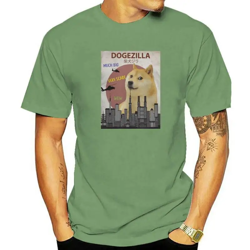 Dogezilla Funny Doge Meme Dog T-Shirt Men Leisure 100% Cotton Tee Shirt Round Neck Short Sleeve T Shirt Big Size Clothing
