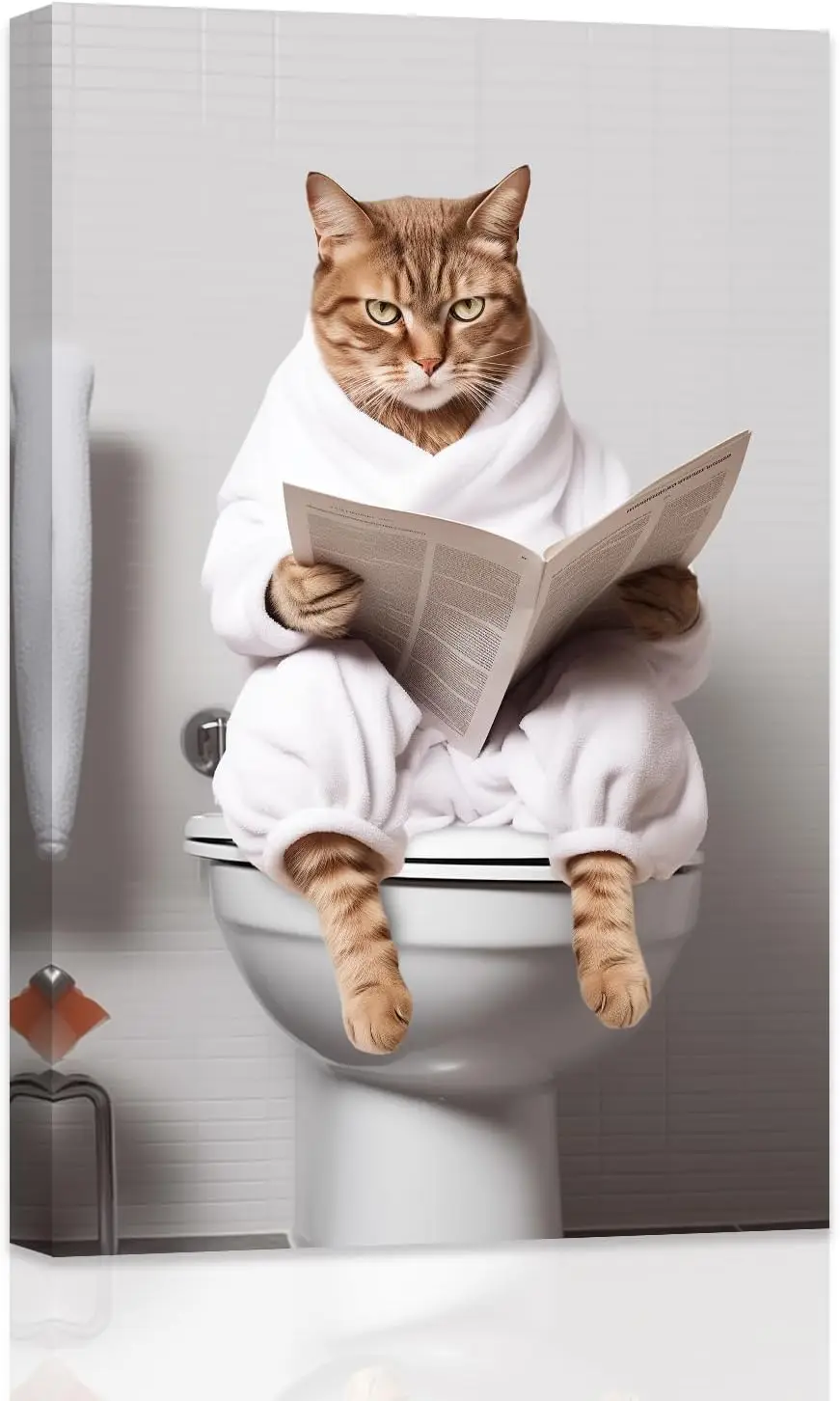 Настенная картина zxhyпри в виде кошки для ванной комнаты туалете Милый Постер