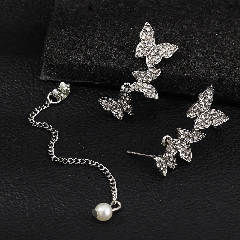 

Pearl Gold Unicorn Clip Earrings For Women Simple Butterfly Fake Cartilage Long Tassel Ear Cuff Jewelry Gifts