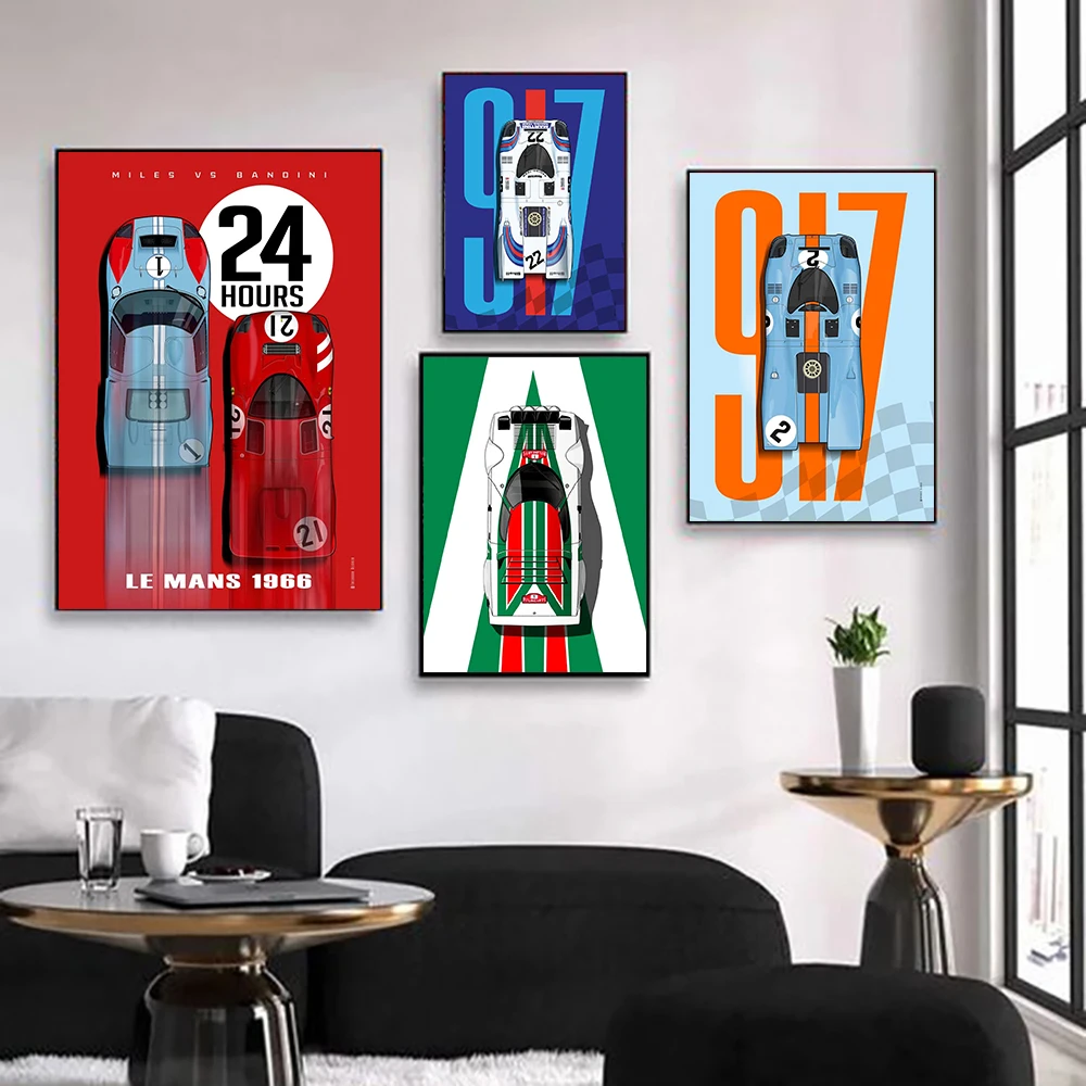 

Плакаты Le Mans 1970, 24 часа, современные 917 гоночные автомобили, принты на холсте, живопись, Настенная картина для гостиной, украшение для дома