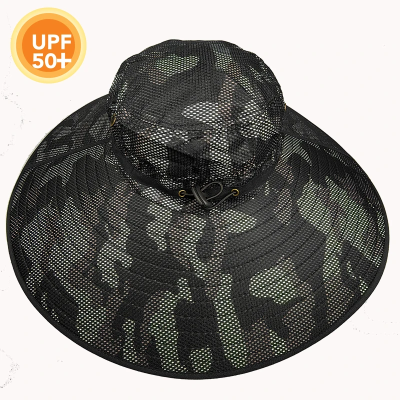

Wide Brim Sun Visor Protection Hat Adjustable Waterproof Outdoor Hiking Fishing Gardening Cap For Men Women UPF50+ LS-2