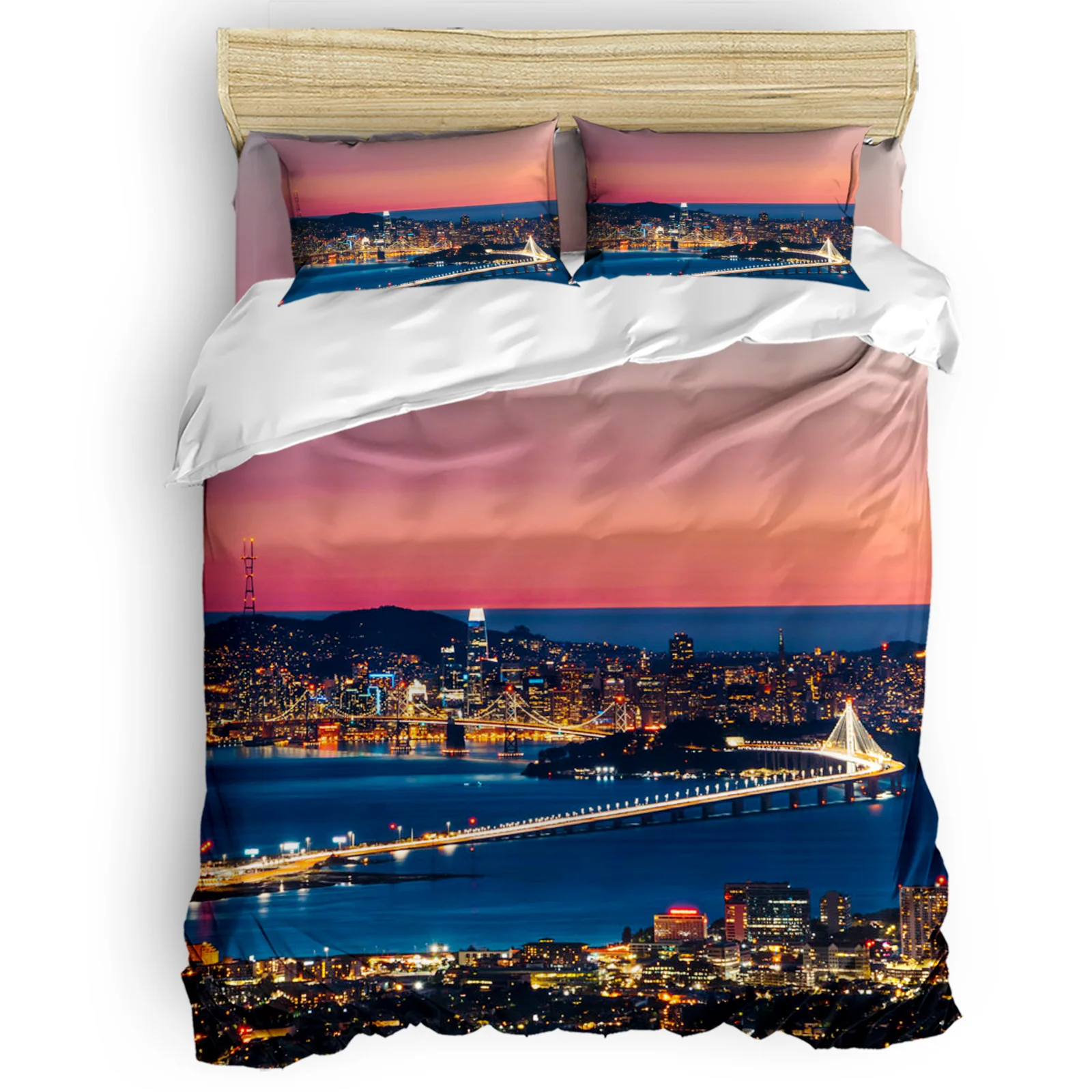 

Night City Port Bridge Comfortable Household Goods Bedroom Bed Luxury Duvet Cover 2/3/4 Pieces