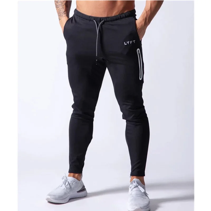 

Spring and Autumn New Breathable Leisure Slim Men's Navy Blue Fitness Pants Men's Cotton Zipper Pocket Gym Fitness Sports Pants