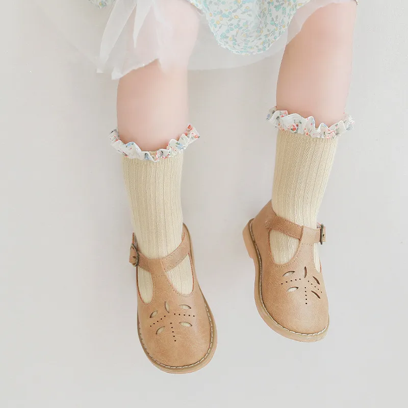 

2023 Clibeso Princess Children's Fungus Lace Stockings Kids Girl Over-the-calf Socks Infants Knee-high Newborns Socken