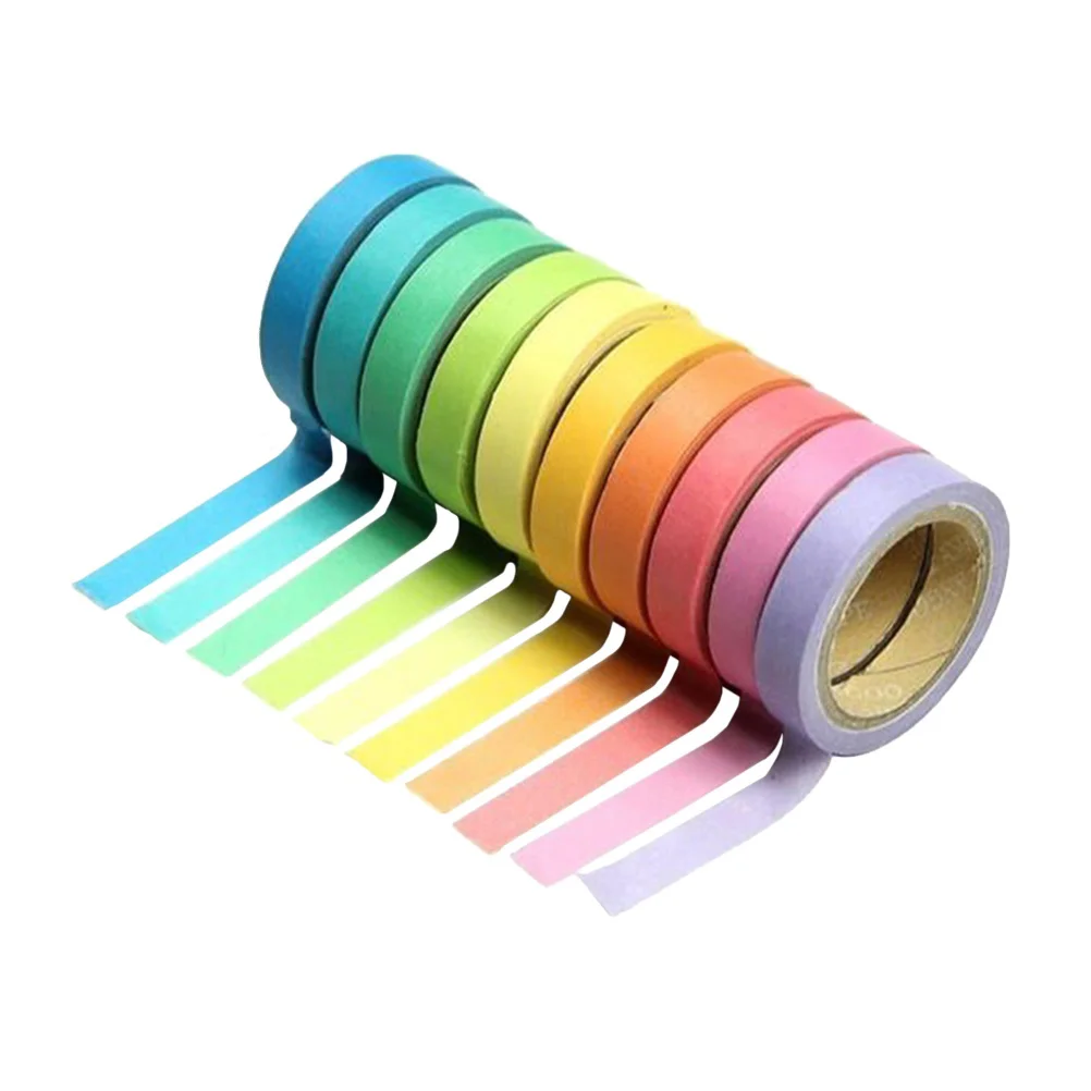 

Tape Masking Washi Paper Diy Rainbow Album Candy Set Gift Wrappingcolor Decorative Coding Scrapbook Labeling Decoration Photo