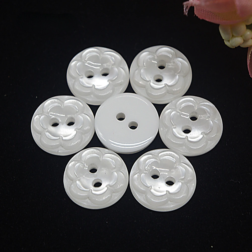 50pcs Resin Sewing Buttons Scrapbooking Round Flower Two Holes 12.5mm Dia. Costura Botones decorate bottoni botoes